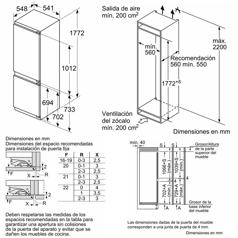 Frigorífico Combi integrable Bosch KIN86VFE0 (1)