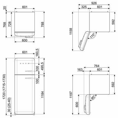 Frigorífico 2 Puertas Smeg FAB30LBL5 Negro (1)