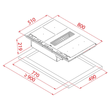 Placa de Inducción con extractor integrado Teka AFC87628MST BK (1)