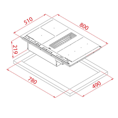 Placa de Inducción con extractor integrado Teka AFF87601MST 59 cm (1)