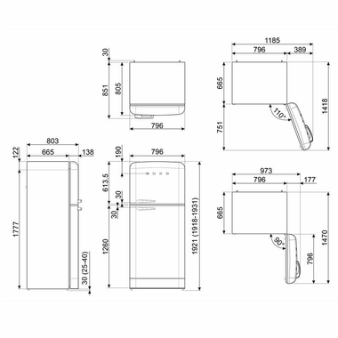 Frigorífico 2 puertas Smeg FAB50RPB5 Azul (1)