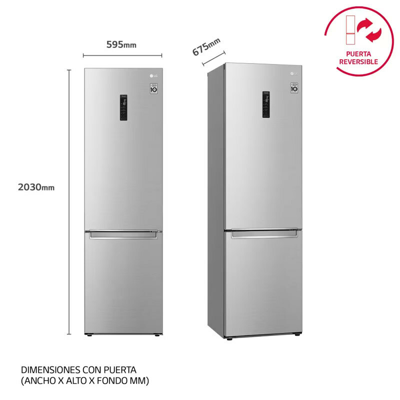 Frigorífico Combi LG GBB72NSUCN1 Acero (1)