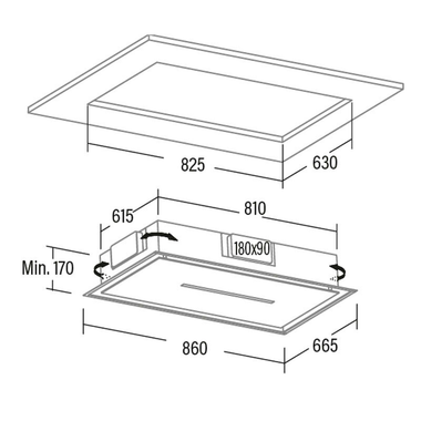 Campana Techo Cata Isla Bennu Slim 900 X (1)