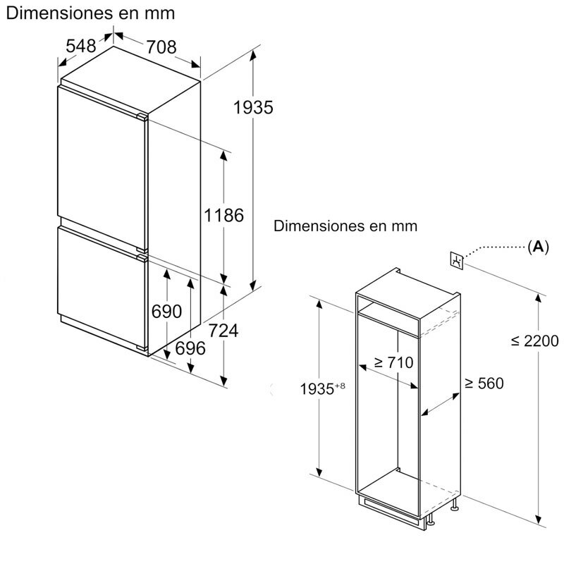 Frigorífico Combi integrable Bosch KBN96ADD0 (1)
