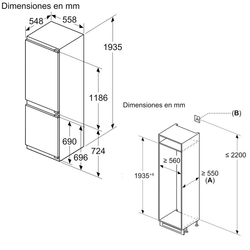 Frigorífico Combi integrable Bosch KIN96VFD0 (1)