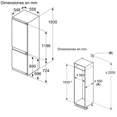 Frigorífico Combi integrable Bosch KIN96VFD0 (1)