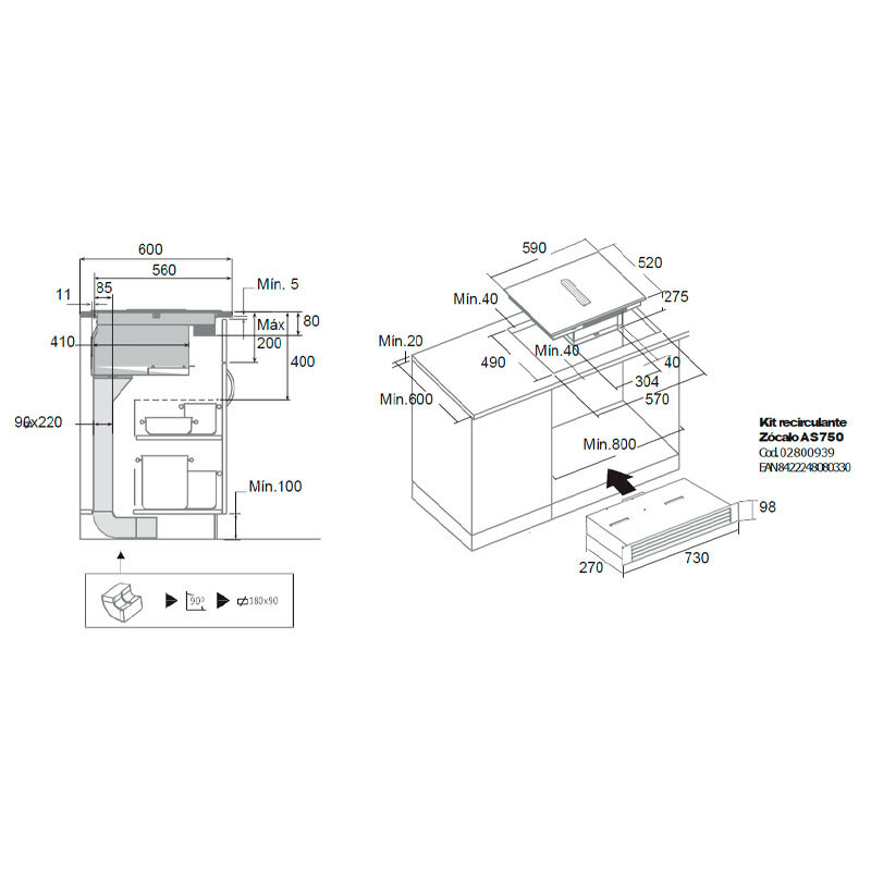 Placa de Inducción con extractor integrado Cata AS600 60 cm (1)