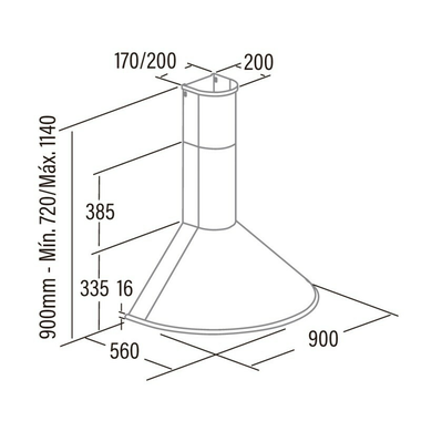 Campana decorativa Cata Q 900 BK Negro (1)