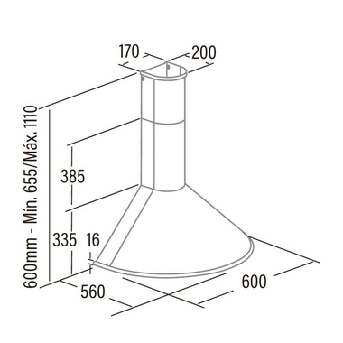 Campana decorativa Cata Q 600 BK Negro (1)