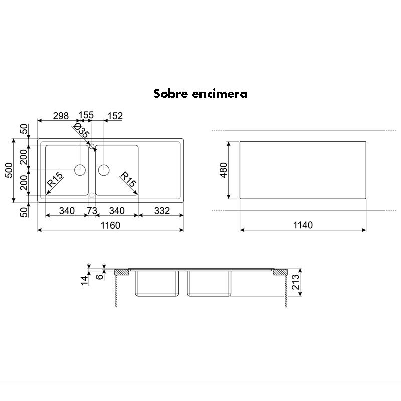 Fregadero Smeg LDR116-2 Inox (1)
