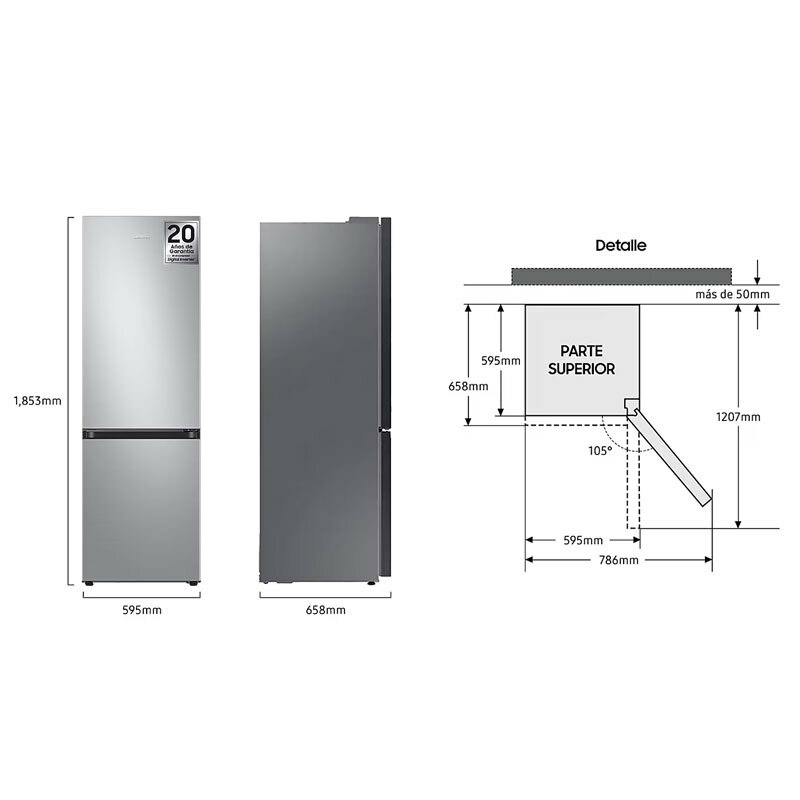 Frigorífico Combi Samsung RB34C600CSA/EF Inox (1)
