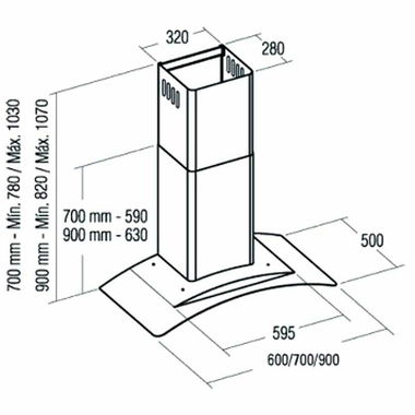 Campana decorativa Cata Gamma 900 Inox (1)