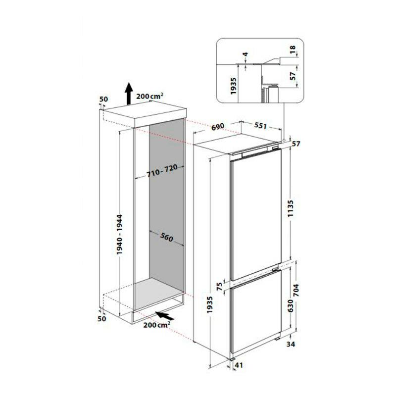 Frigorífico Combi integrable Whirlpool WH SP70 T121 (1)