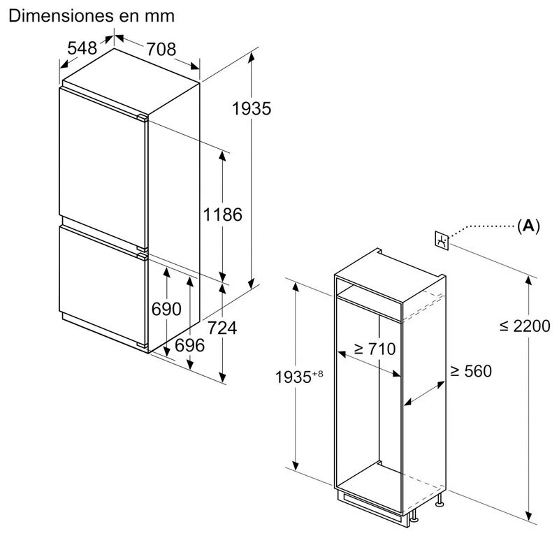 Frigorífico Combi integrable Balay 3KID967F (1)