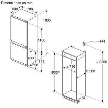 Frigorífico Combi integrable Balay 3KIE934F (1)