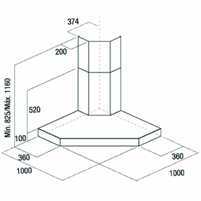 Campana decorativa Cata Angolo Box 1000 Inox (1)