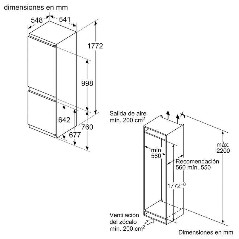 Frigorífico Combi integrable Balay 3KIE711S (1)