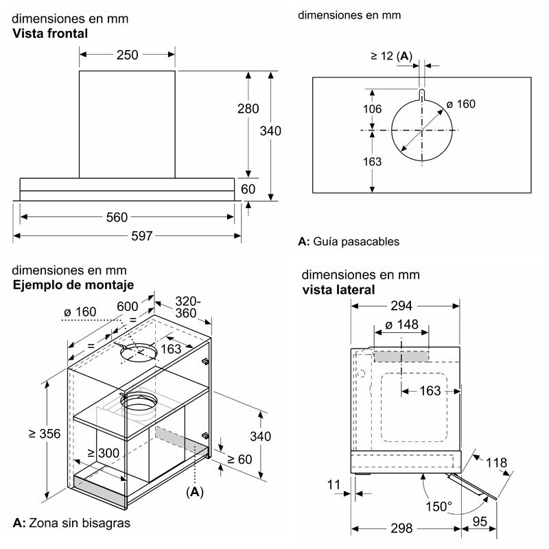 Campana integrable Siemens LJ67BAM60 60 cm Negro (1)