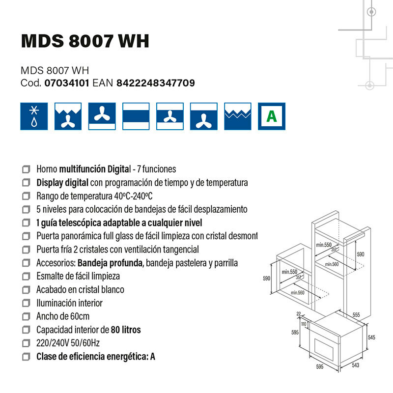 Horno Cata MDS8007WH Cristal Blanco (7)