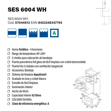 Horno Cata SES6204WH Cristal Blanco (6)