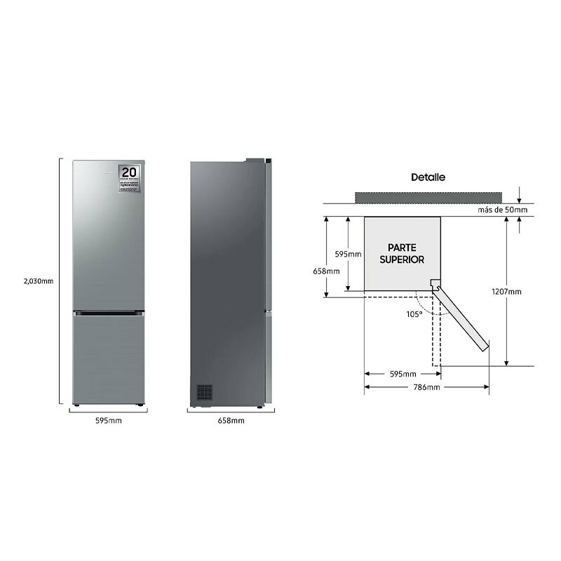 Frigorífico Combi Samsung RB38C600CS9/EF Inox (1)