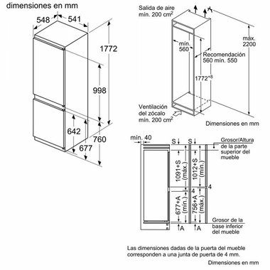 Frigorífico Combi integrable Bosch KIV86VSE0 (1)