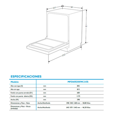 Lavavajillas Midea MFD60S300W.2-ES 60 cm (1)