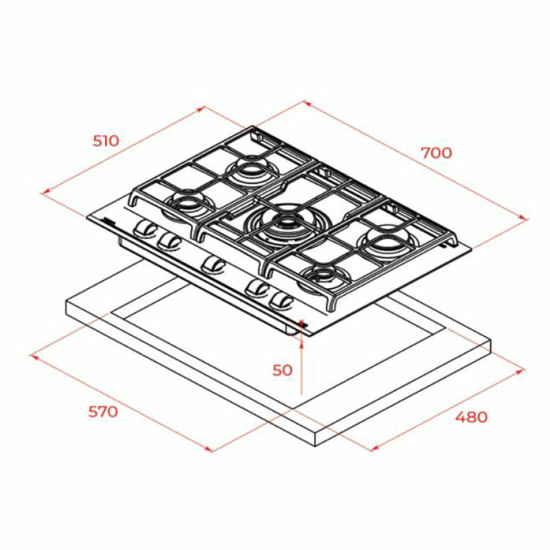 Placa gas Teka GZC 75330XBN 70 cm (1)