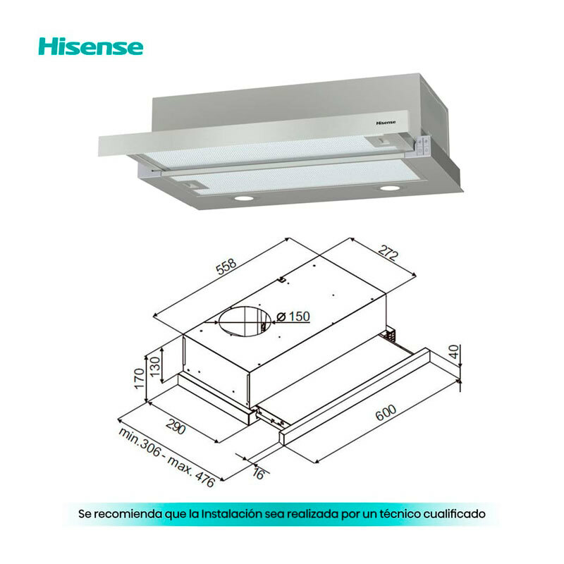 Campana telescópica Hisense CH6TL4BX Inox 60 cm (1)