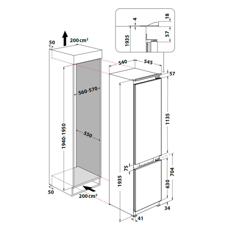 Frigorífico Combi integrable Whirlpool WHC20 T152 Blanco (1)
