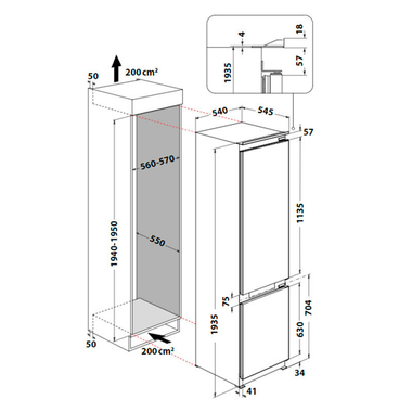 Frigorífico Combi integrable Whirlpool WHC20 T152 Blanco (1)