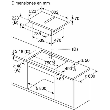 Placa de Inducción con extractor integrado Bosch PVS811B16E 80 cm (1)