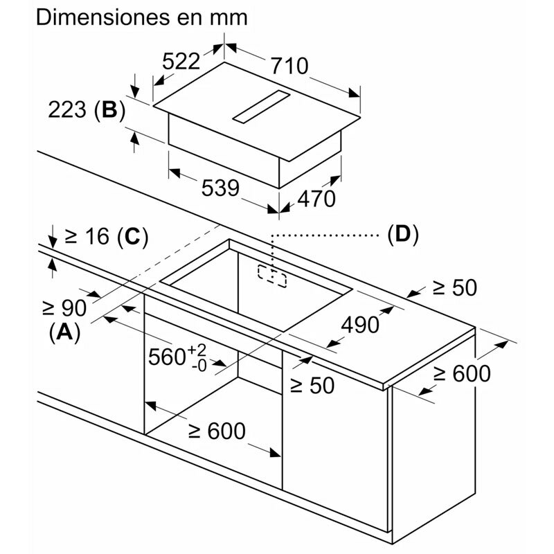 Placa de Inducción con extractor integrado Bosch PVQ731H26E 70 cm (1)