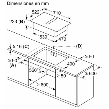 Placa de Inducción con extractor integrado Bosch PVQ731H26E 70 cm (1)