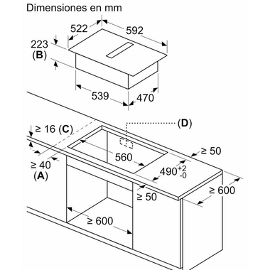 Placa de Inducción con extractor integrado Bosch PVS611B16E 60 cm (1)