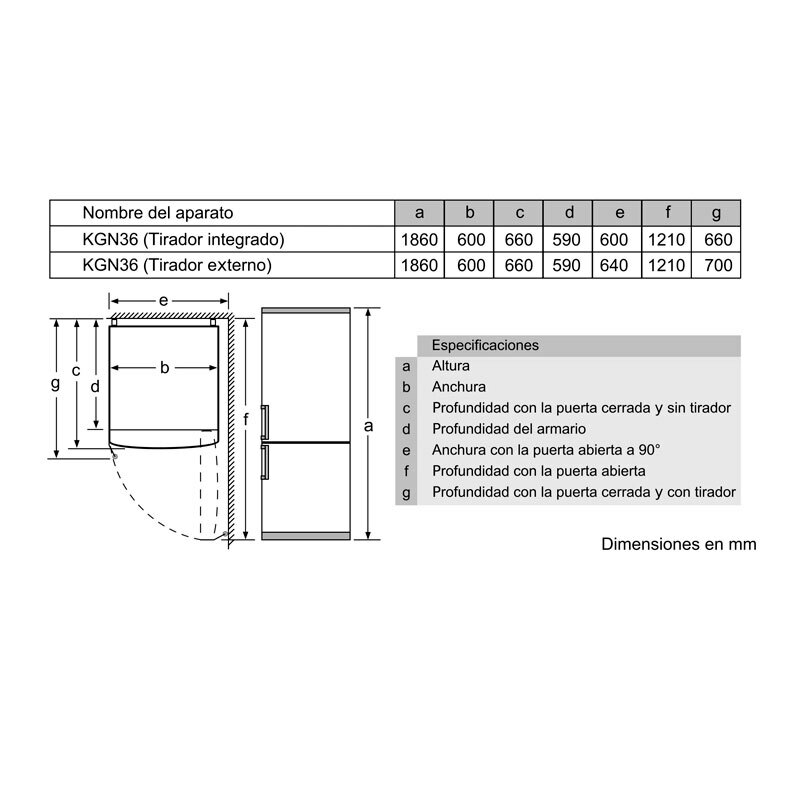 Frigorífico Combi Bosch KGN36NLEA Inox (1)