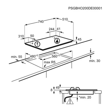 Placa gas AEG HKB75820NB 75 cm (1)