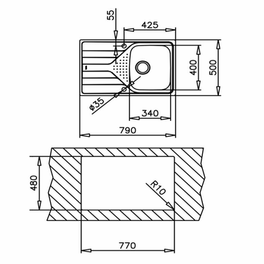 Fregadero Teka Universe 45 T-XP 1C 1E Derecha (1)