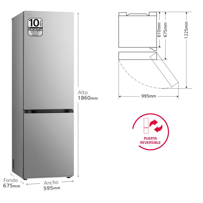 Frigorírco Combi LG GBV3100CPY Inox (1)