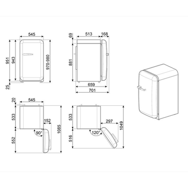 Frigorífico 1 Puerta Smeg FAB10RPK6 Rosa (1)