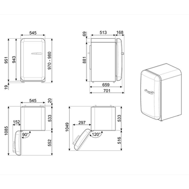 Frigorífico 1 Puerta Smeg FAB10LBL6 Negro (1)