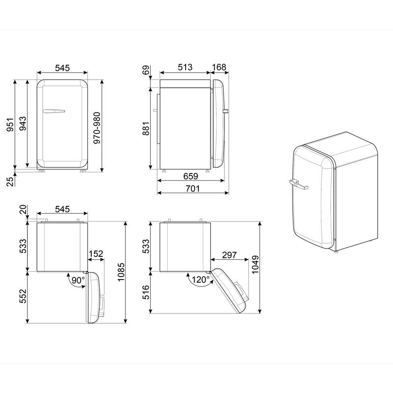 Frigorífico 1 Puerta Smeg FAB10RRD6 Rojo (1)