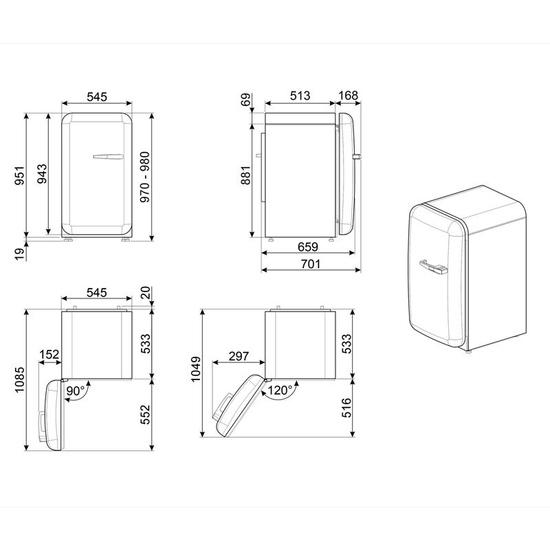 Frigorífico 1 Puerta Smeg FAB10LRD6 Rojo (1)