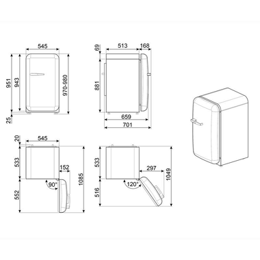 Frigorífico 1 Puerta Smeg FAB10RPB6 Azul (1)