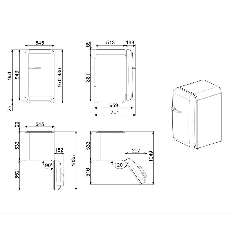 Frigorífico 1 Puerta Smeg FAB10RDUJ6 Multicolor (1)