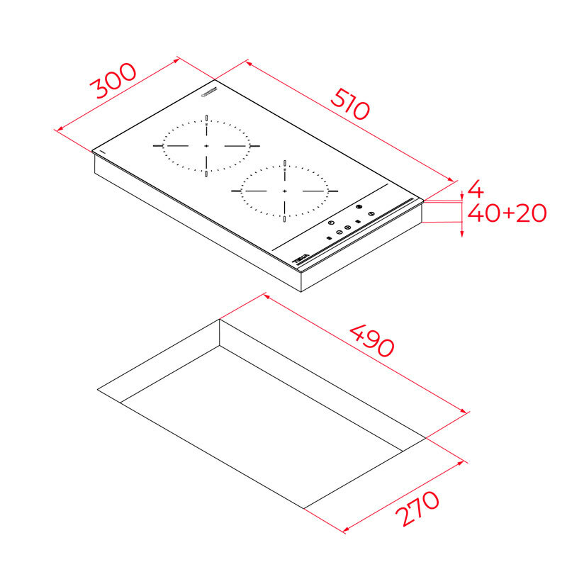 Placa Vitrocerámica Teka TZC32000TTC 30 cm (1)