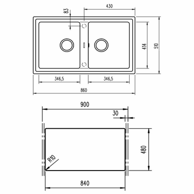 Fregadero Teka STONE 90 B-TG 2C Blanco (1)