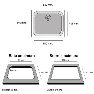 Fregadero Poalgi Gandia 50 Negro Liso Brillo (1)