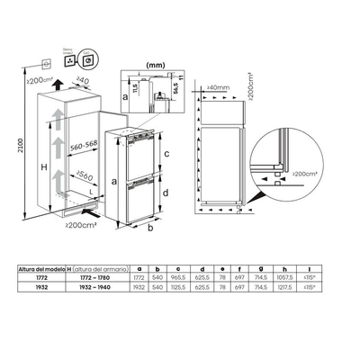 Frigorífico Combi integrable Hisense RB3B250SAWE (1)