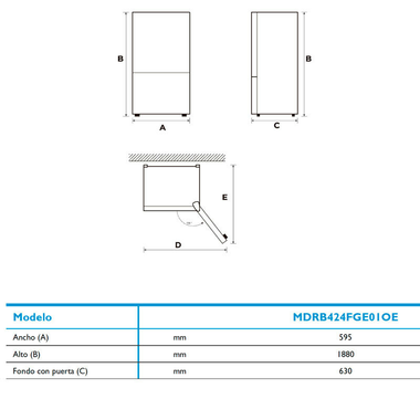 Frigorífico Combi Midea MDRB424FGE01OE Blanco (1)